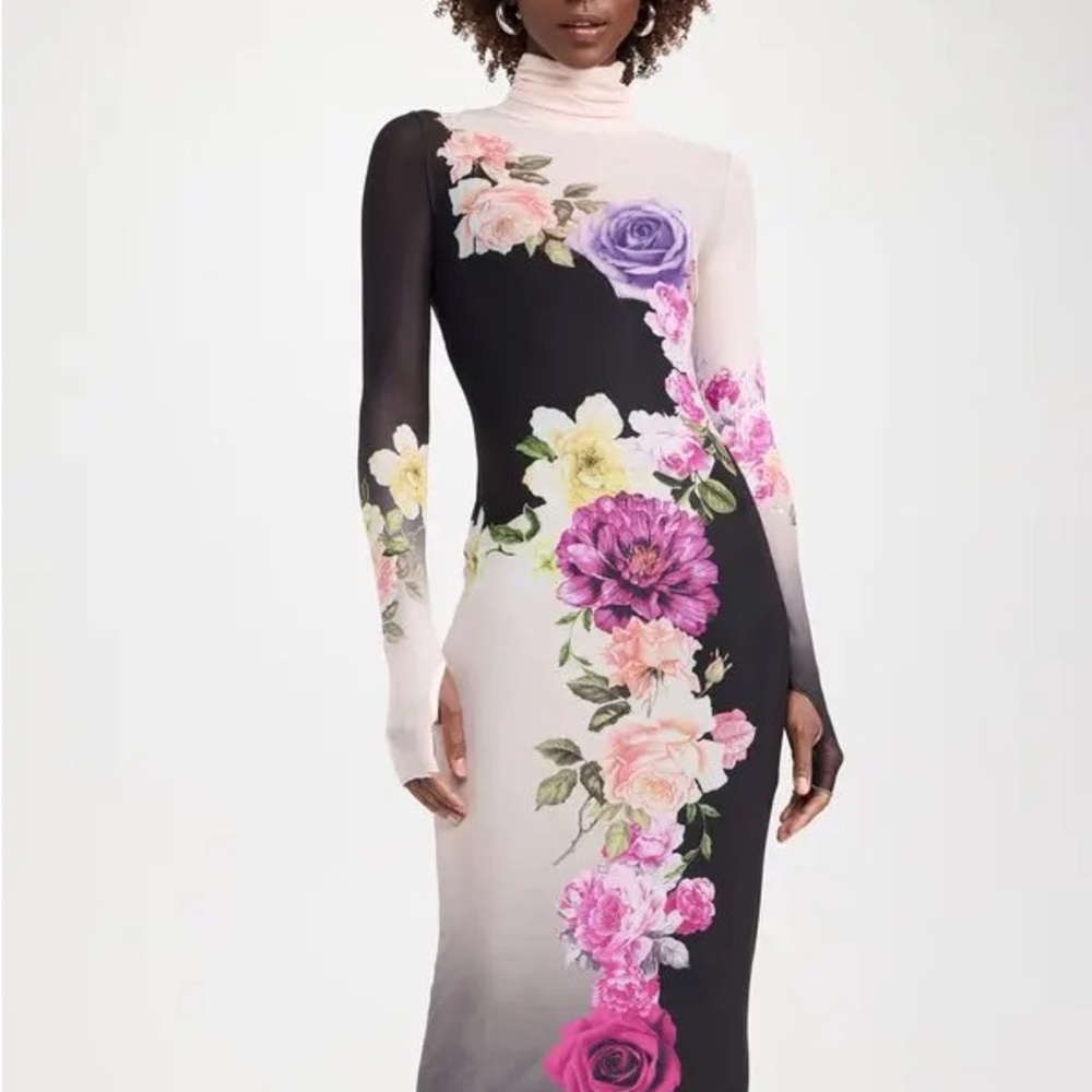 AFRM size L Floral Black and White Dress